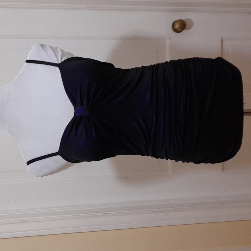 Black and Blue Pee-a-Boo Back Top Size S NWOT